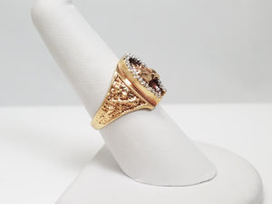 Sporty 10k Yellow Gold Diamond Horseshoe Ring