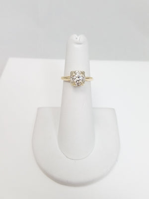 Vintage 14k Two Tone Gold Natural Diamond Engagement Ring