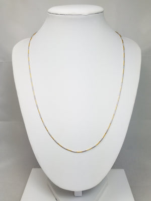 Fashionable 20" Solid 14k Two Tone Gold Diamond Cut Italian Snake Chain