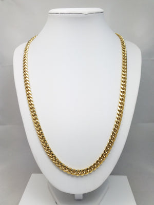 Attractive 22" Hollow 14k Yellow Gold Cuban Link Chain