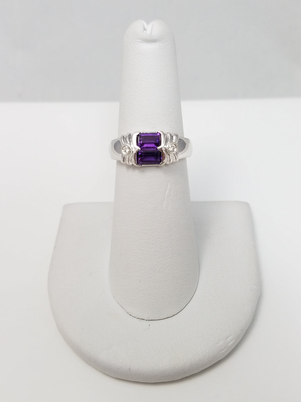 Amazing 14k White Gold Natural Amethyst Diamond Custom Ring