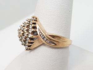 Dazzling 10k Yellow Gold Natural Diamond Cluster Ring