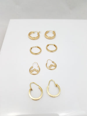 14k Yellow Gold Petite Hollow Hoop Lot