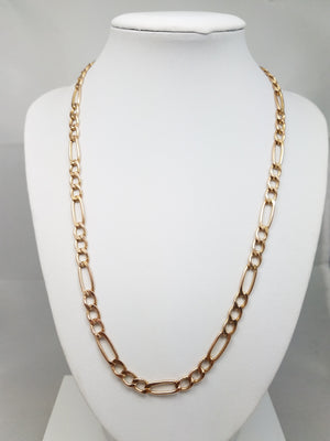 Classic 10k Yellow Gold Hollow Figaro Link 20" Necklace