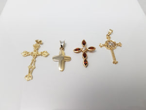 Lot of Four 14k Yellow Gold Cross Pendants