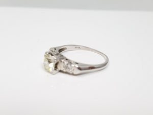 Vintage 14k White Gold Euro Diamond Engagement Ring