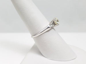 Vintage 14k White Gold Euro Diamond Engagement Ring