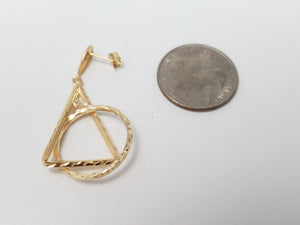 14k Yellow Gold Diamond Cut Geometric Dangle Earrings