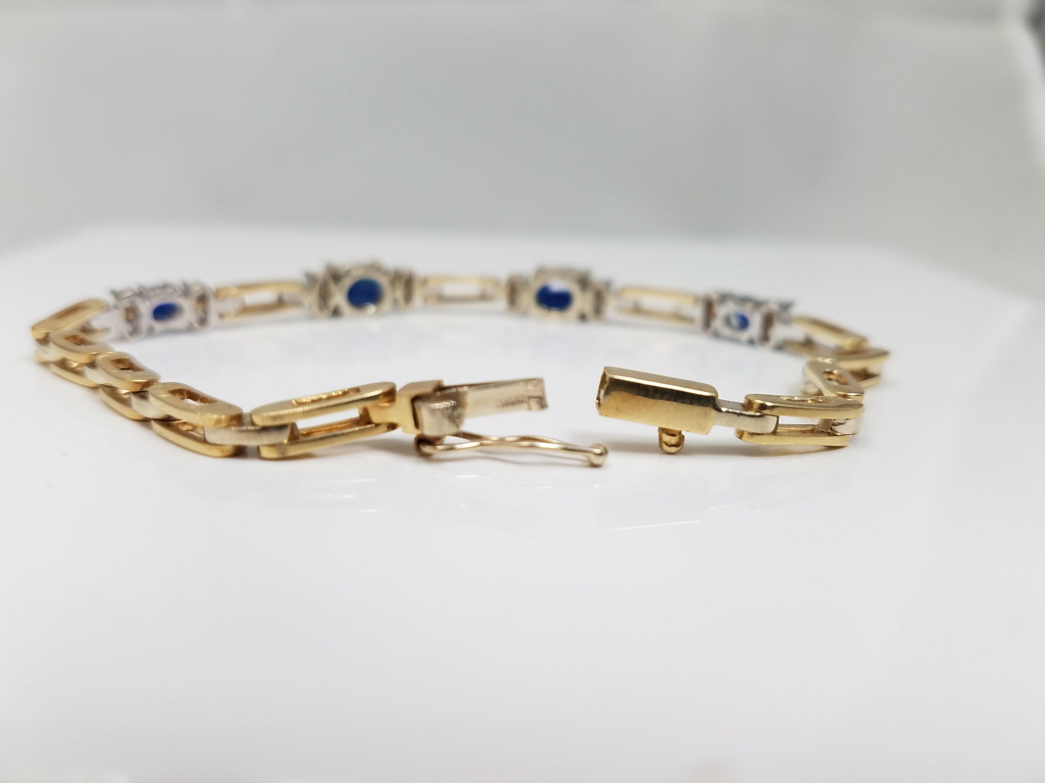 Dynamic 7" 14k Yellow Gold 3ctw Natural Sapphire Diamond Custom Bracelet