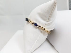 Dynamic 7" 14k Yellow Gold 3ctw Natural Sapphire Diamond Custom Bracelet