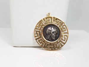 Unique 18k Yellow Gold Silver Coin Pendant