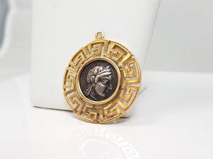 Unique 18k Yellow Gold Silver Coin Pendant