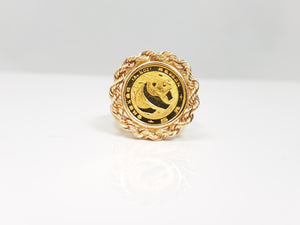 Special 1983 24k Gold Panda Coin 14k Gold Ring