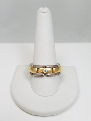 Fantastic 18k Two Tone Gold Natural Diamond Flexible Ring