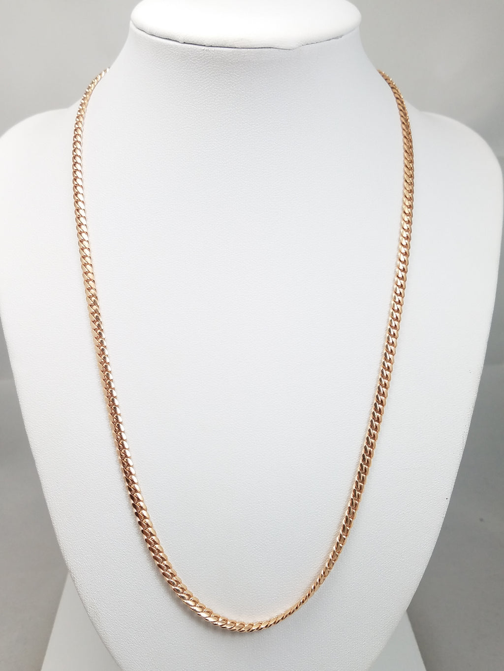 Glamorous 20" Solid 14k Rose Gold Cuban Link Chain Necklace