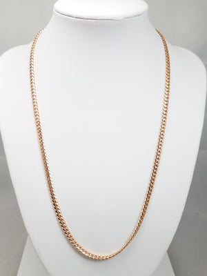 Glamorous 20" Solid 14k Rose Gold Cuban Link Chain Necklace