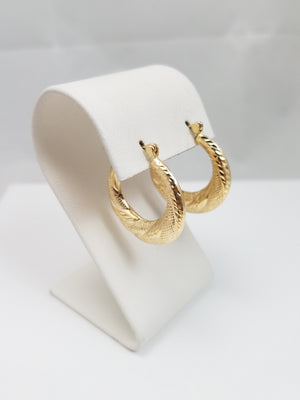 14k Yellow Gold Hollow Twisted Hoop Earrings