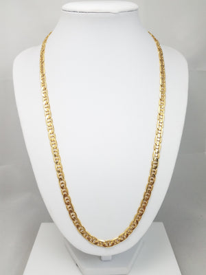 Stately 10k Yellow Gold Solid Mariner Link 22" Necklace