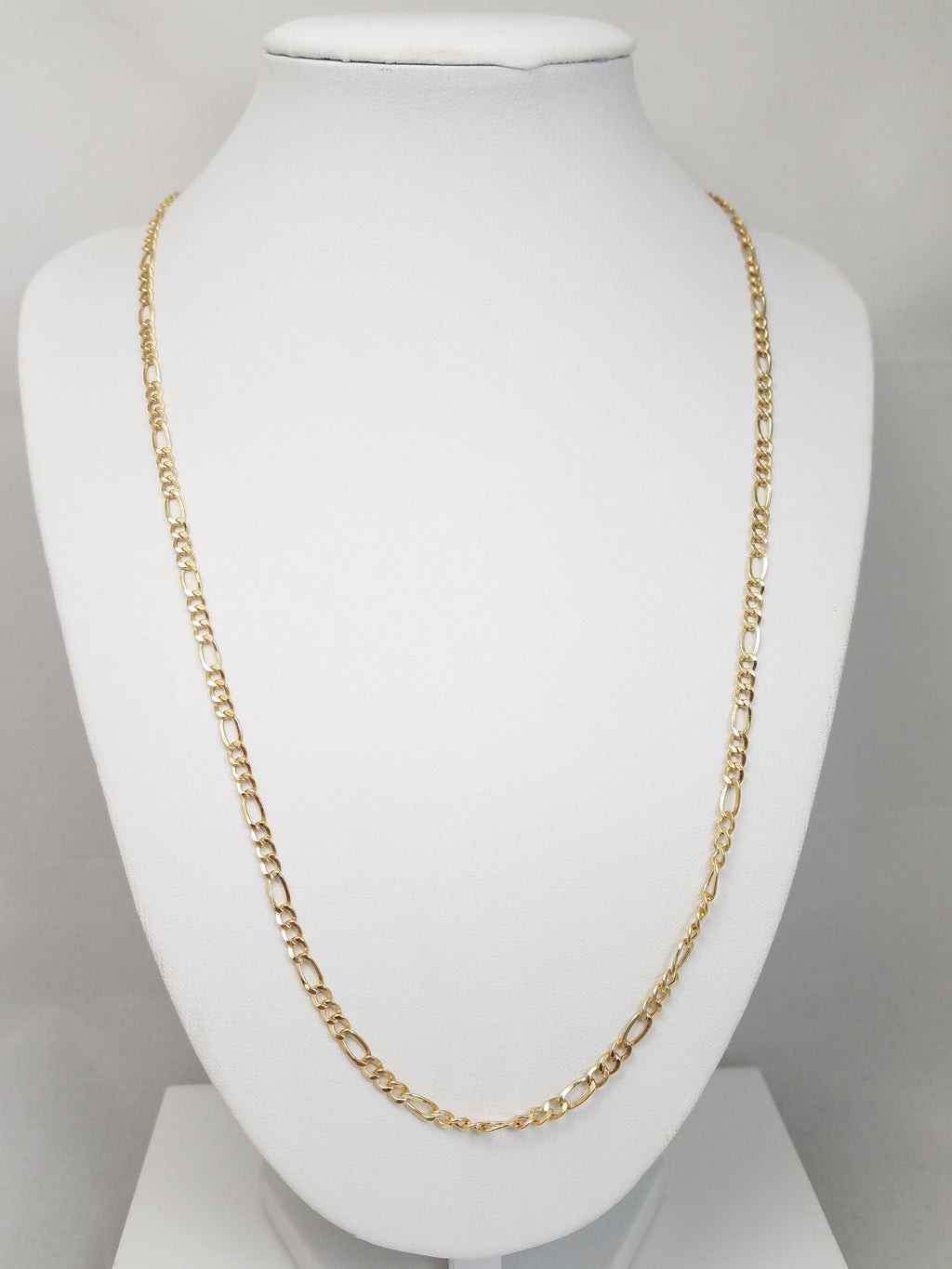 New! Classic 10k Yellow Gold Hollow Figaro 24" Necklace