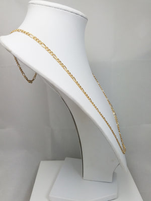 New! Classic 10k Yellow Gold Hollow Figaro 24" Necklace