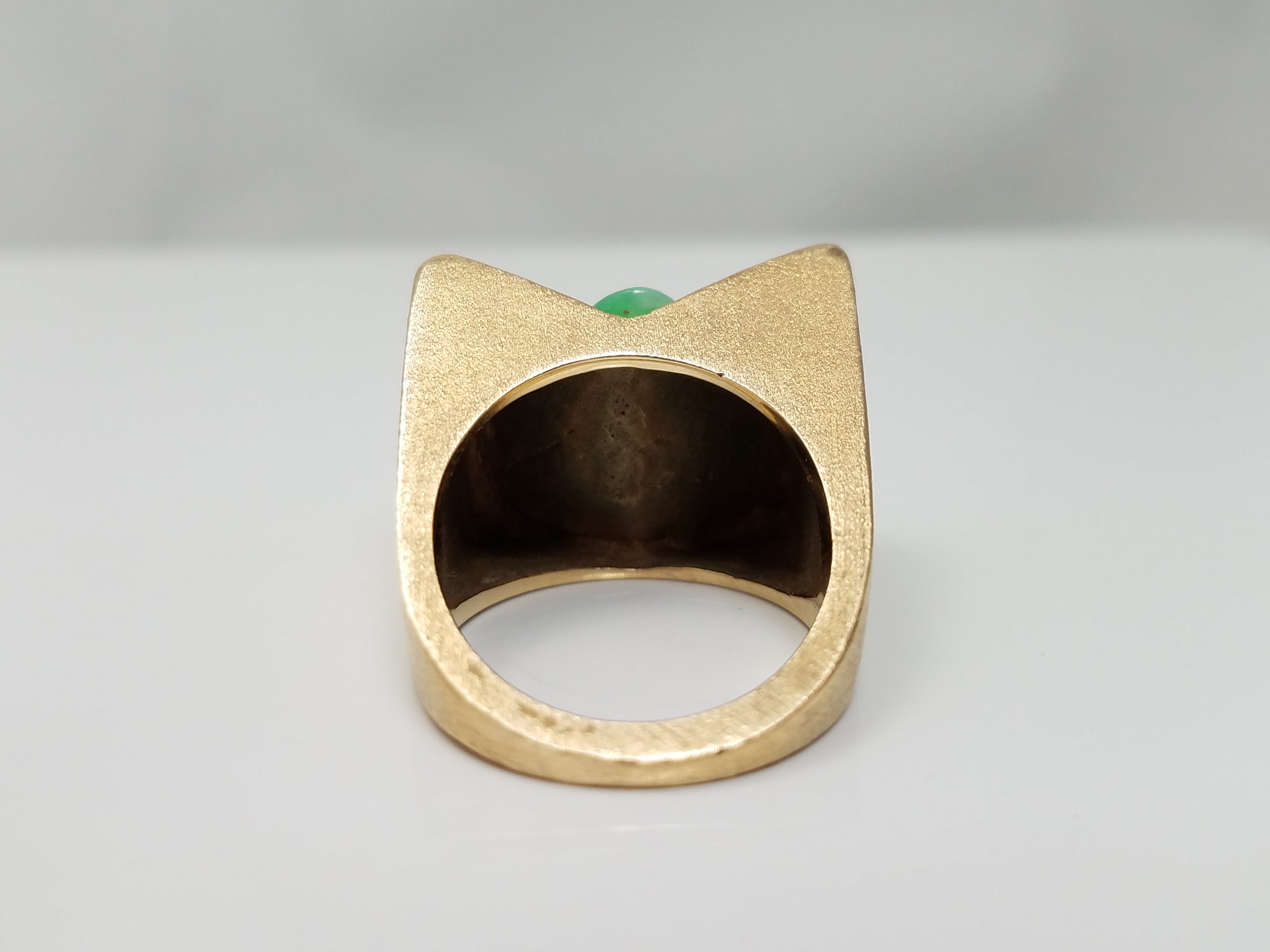 Amazing Vintage 14k Gold Natural Jade Ring