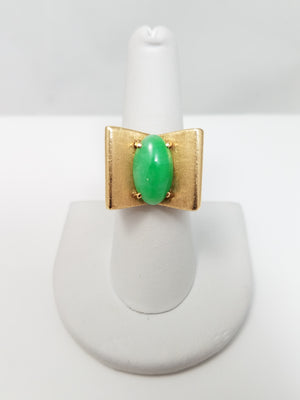 Amazing Vintage 14k Gold Natural Jade Ring