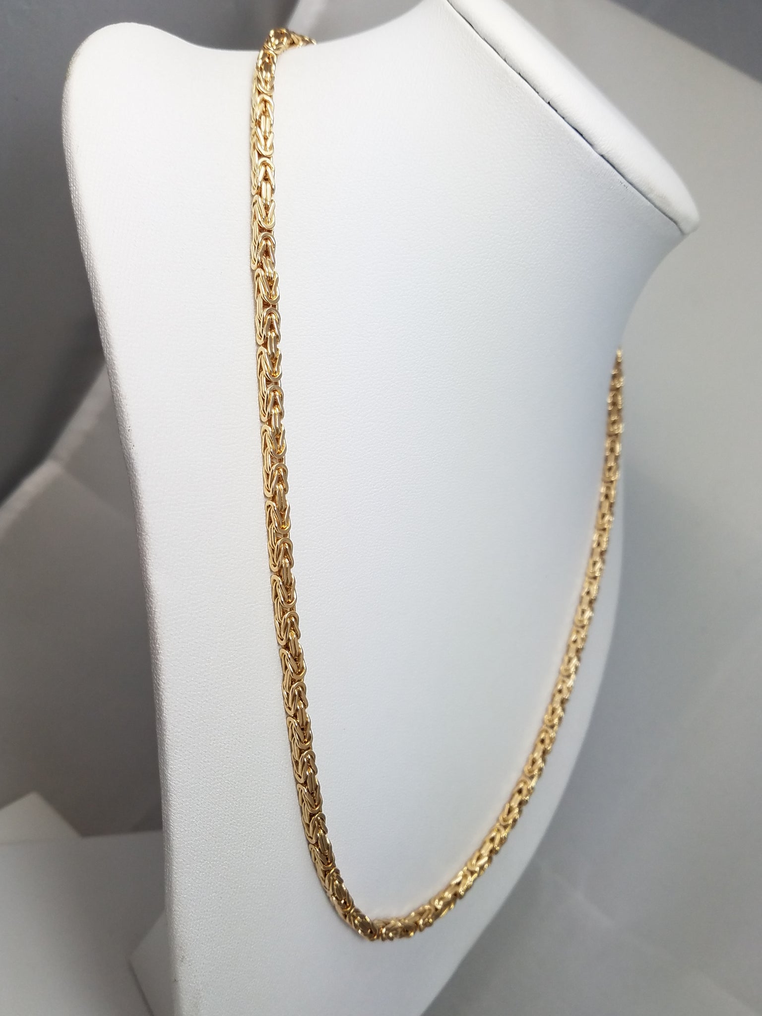 New! 20" Dynamic Solid 14k Yellow Gold Byzantine Chain Necklace