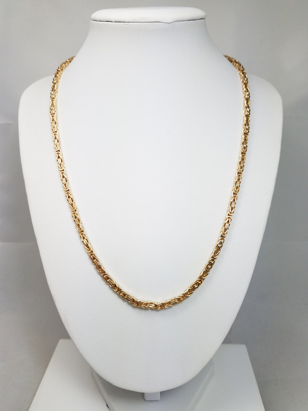 New! 20" Dynamic Solid 14k Yellow Gold Byzantine Chain Necklace