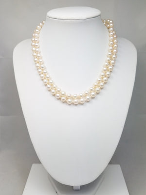 30" 6.5mm Natural Cultured Akoya Pearl Necklace