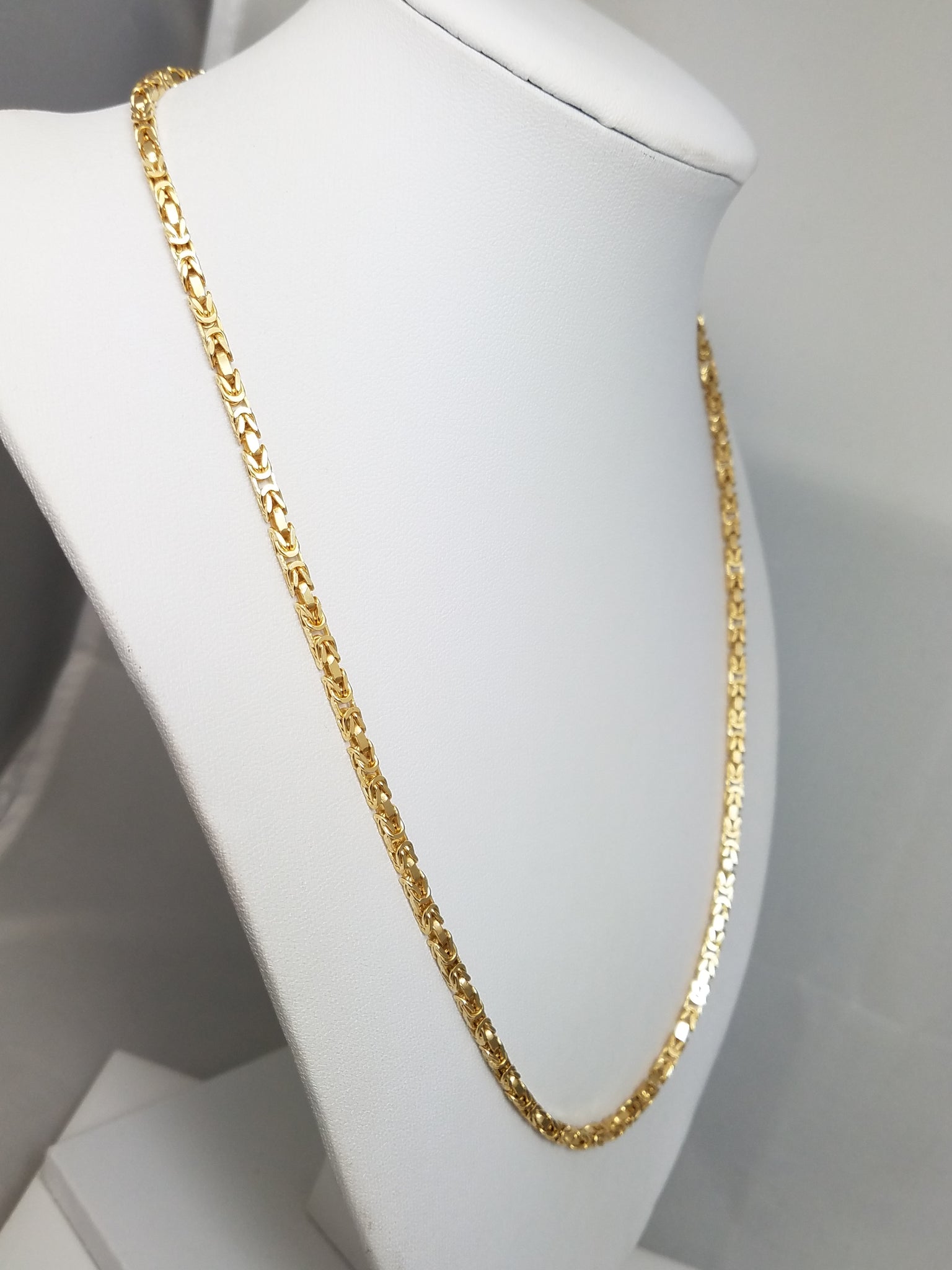 Deluxe 20" Solid 14k Yellow Gold Byzantine Link Italian Chain