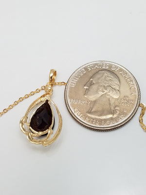 Classy 16" 14k Yellow Gold Natural Garnet Pendant Necklace