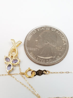 Pretty Natural Tanzanite 14k Yellow Gold Pendant Necklace