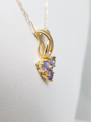 Pretty Natural Tanzanite 14k Yellow Gold Pendant Necklace