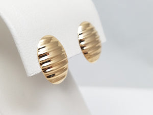 Cute 14k Yellow Gold Ribbed Earrings