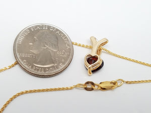 Natural Garnet Heart 14k Yellow Gold Pendant Necklace