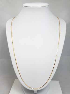 New 14k Yellow Gold Solid Box Link 24" Necklace