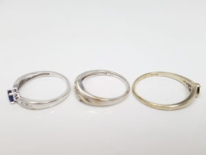 Lot of Three 10k White Gold Gemstone Rings