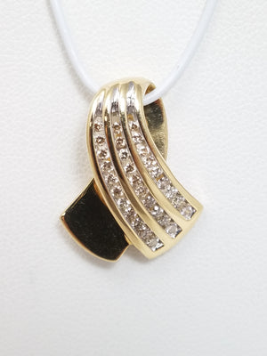 Luxurious 14k Yellow Gold Natural Diamond Pendant Slide