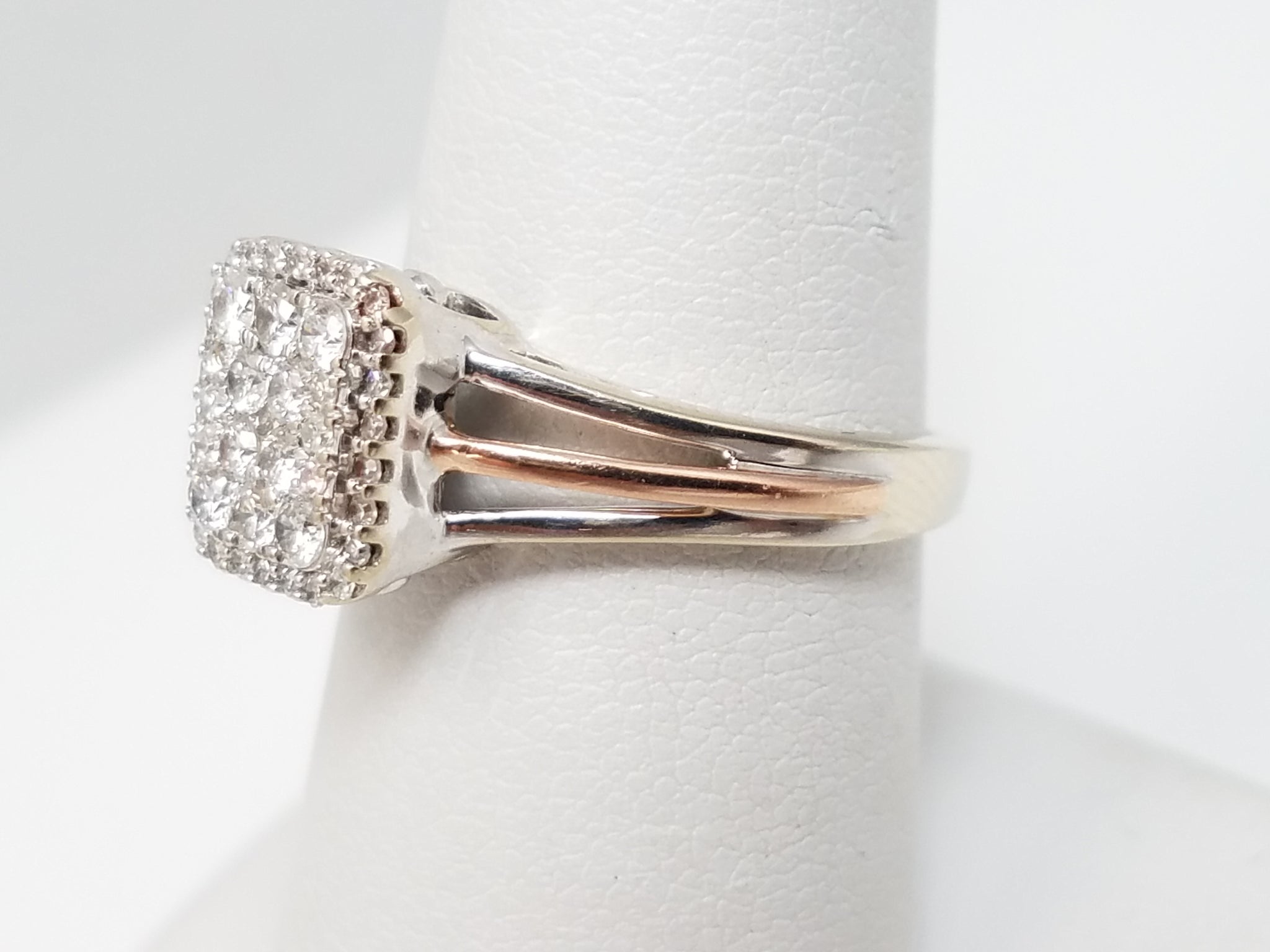 Shimmering Natural Diamond 10k Two Tone Gold Ring