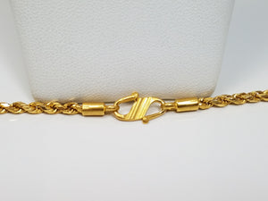 Vibrant 23.5" Solid 22k Yellow Gold Diamond Cut Rope Chain Necklace