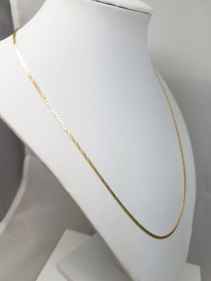 Stylish 20" Solid 18k Two Tone Gold Diamond Cut Herringbone Chain