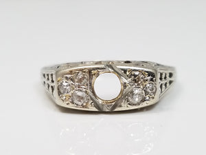 Art Deco Natural Diamond 20k White Gold Ring Mount