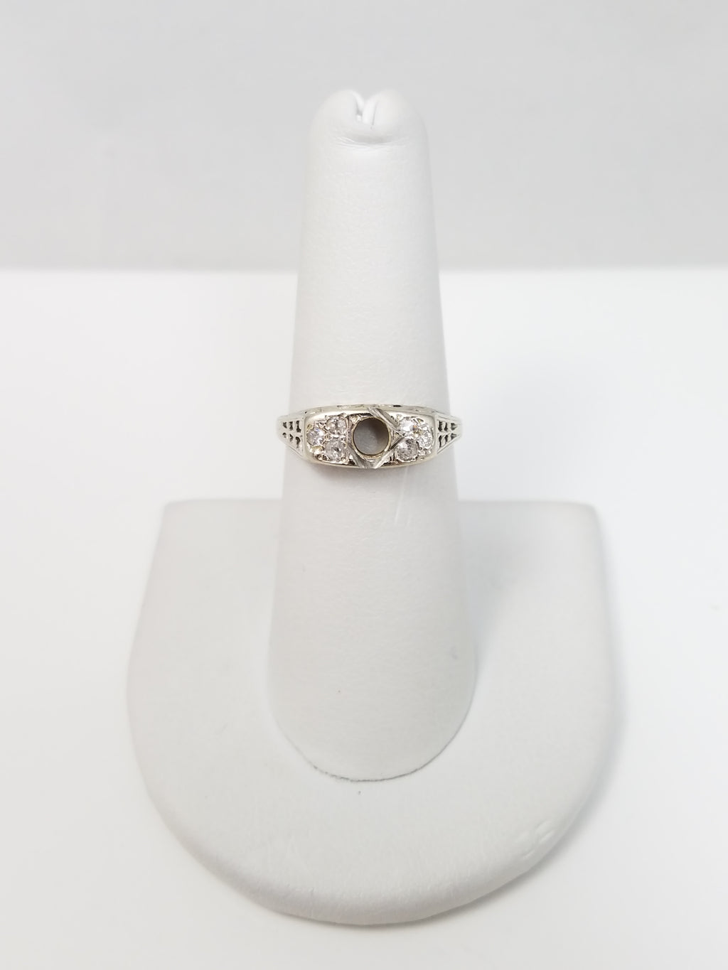 Art Deco Natural Diamond 20k White Gold Ring Mount