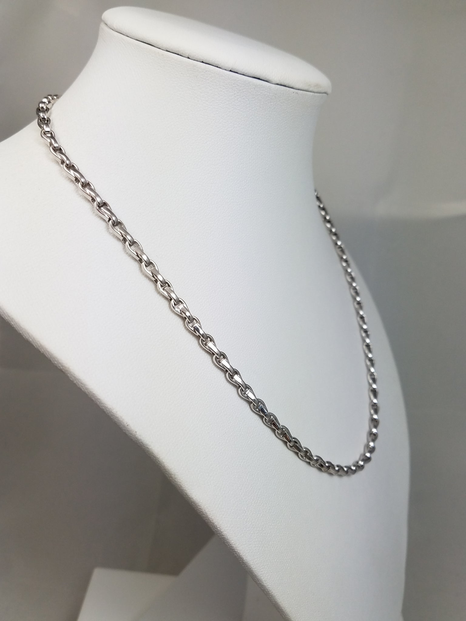 New 17.25" 14k White Gold Fancy Link Solid Chain Necklace