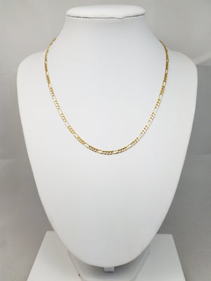 14k Yellow Gold Solid Figaro Link 16" Necklace