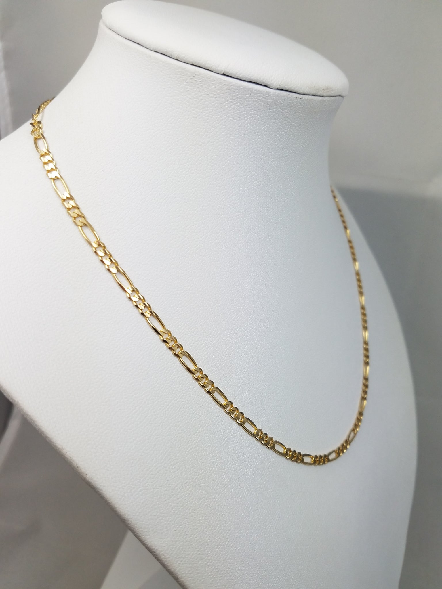 14k Yellow Gold Solid Figaro Link 16" Necklace