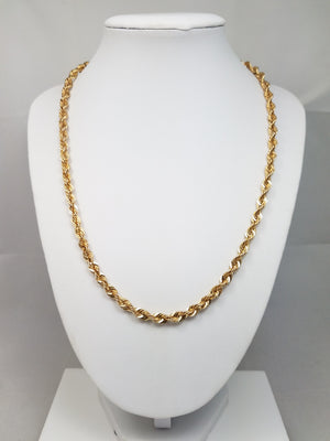 Classic NEW 10k Yellow Gold Hollow Rope Chain 20" Necklace