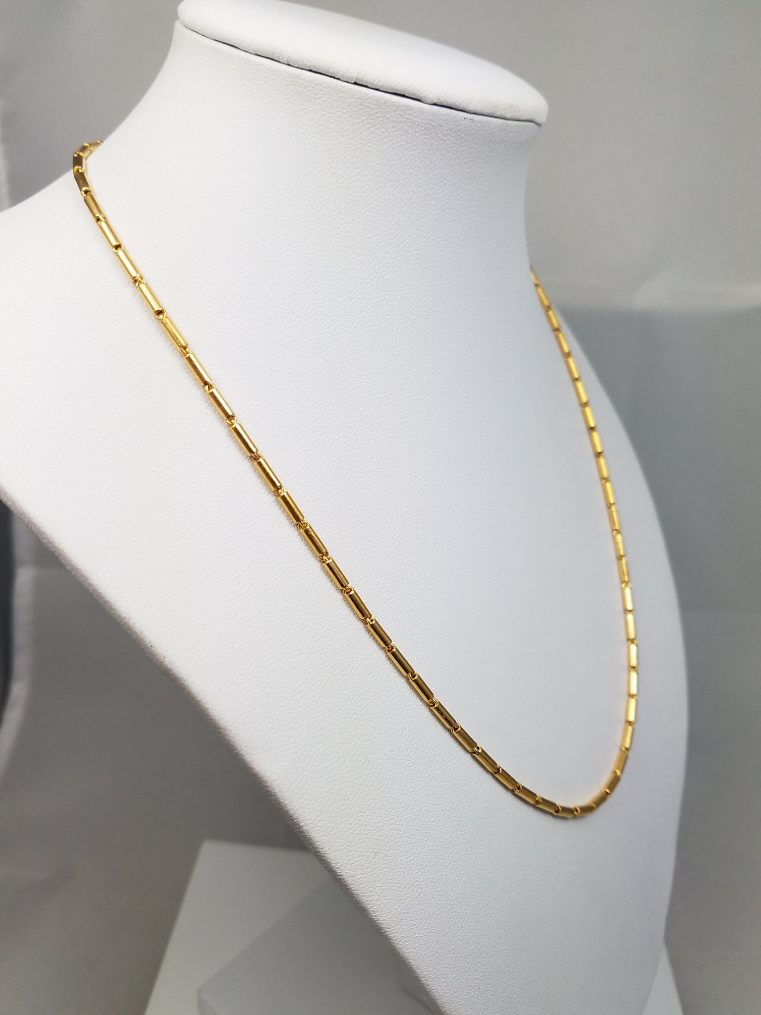 Special 23k Yellow Gold Hollow Baht Link 18" Necklace