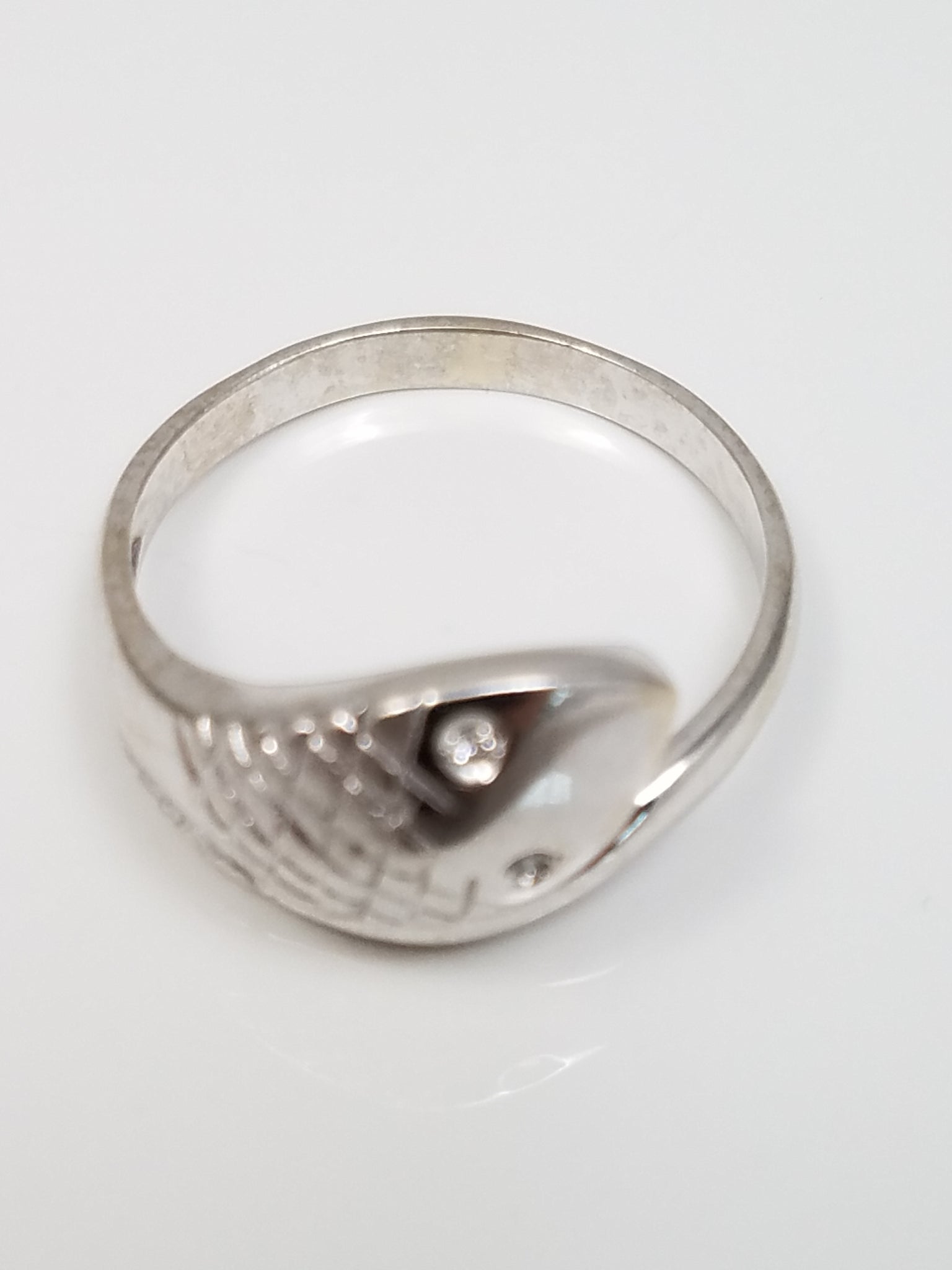 Cool 14k White Gold Natural Diamond Custom Snake Ring