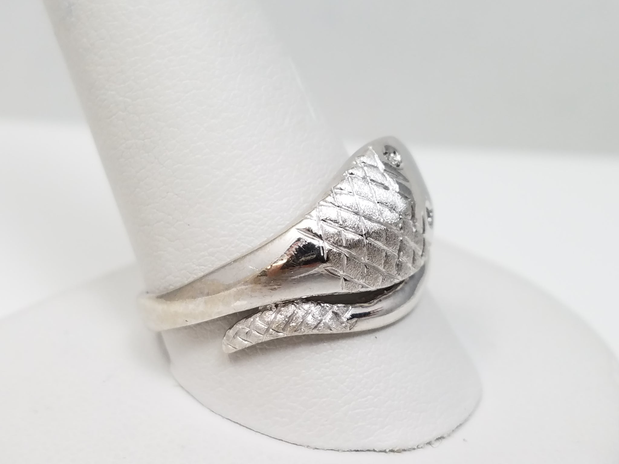 Cool 14k White Gold Natural Diamond Custom Snake Ring